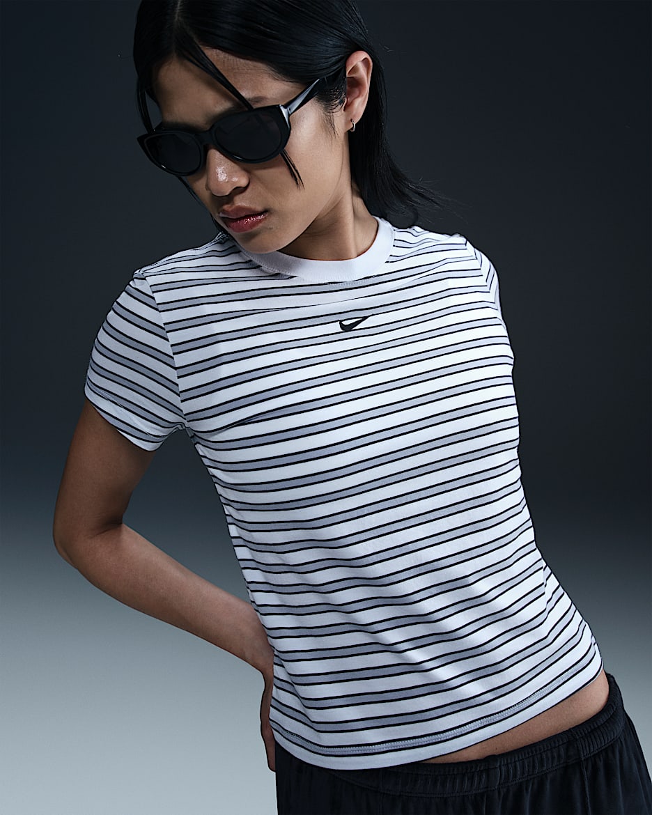 Nike Sportswear Chill Knit Women s Slim Striped T Shirt. Nike BE